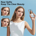 Mini magnetic selfie monitor screen with clip-on display attached to a phone