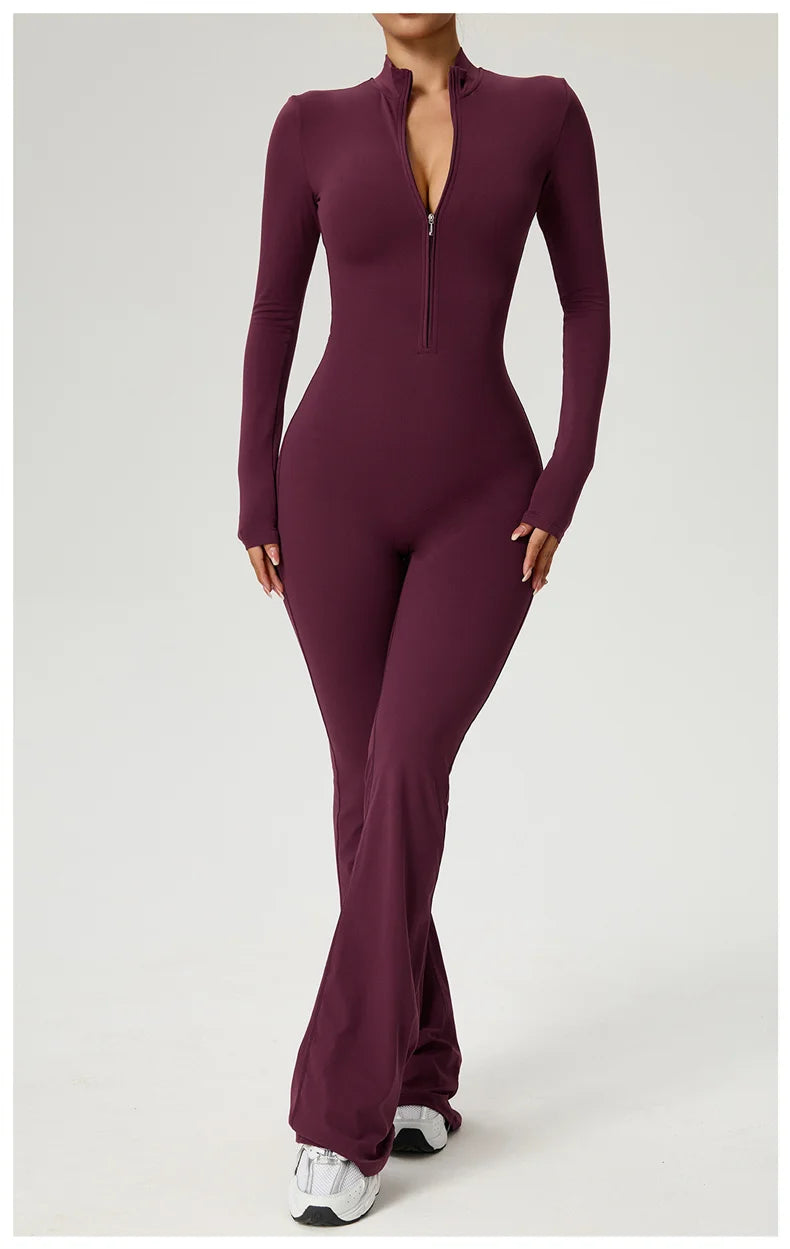 Long Sleeve Fitness Jumpsuit — Polyamide & Elastane