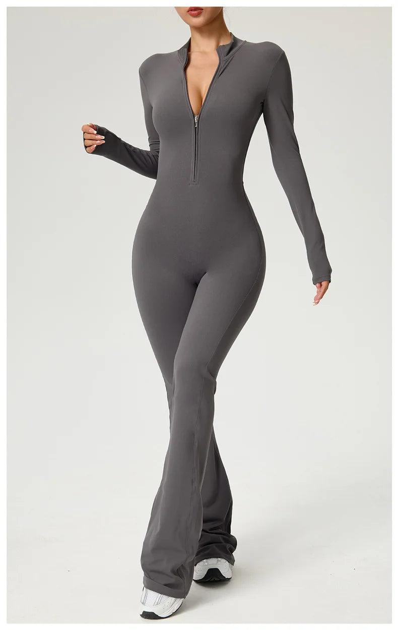 Long Sleeve Fitness Jumpsuit — Polyamide & Elastane