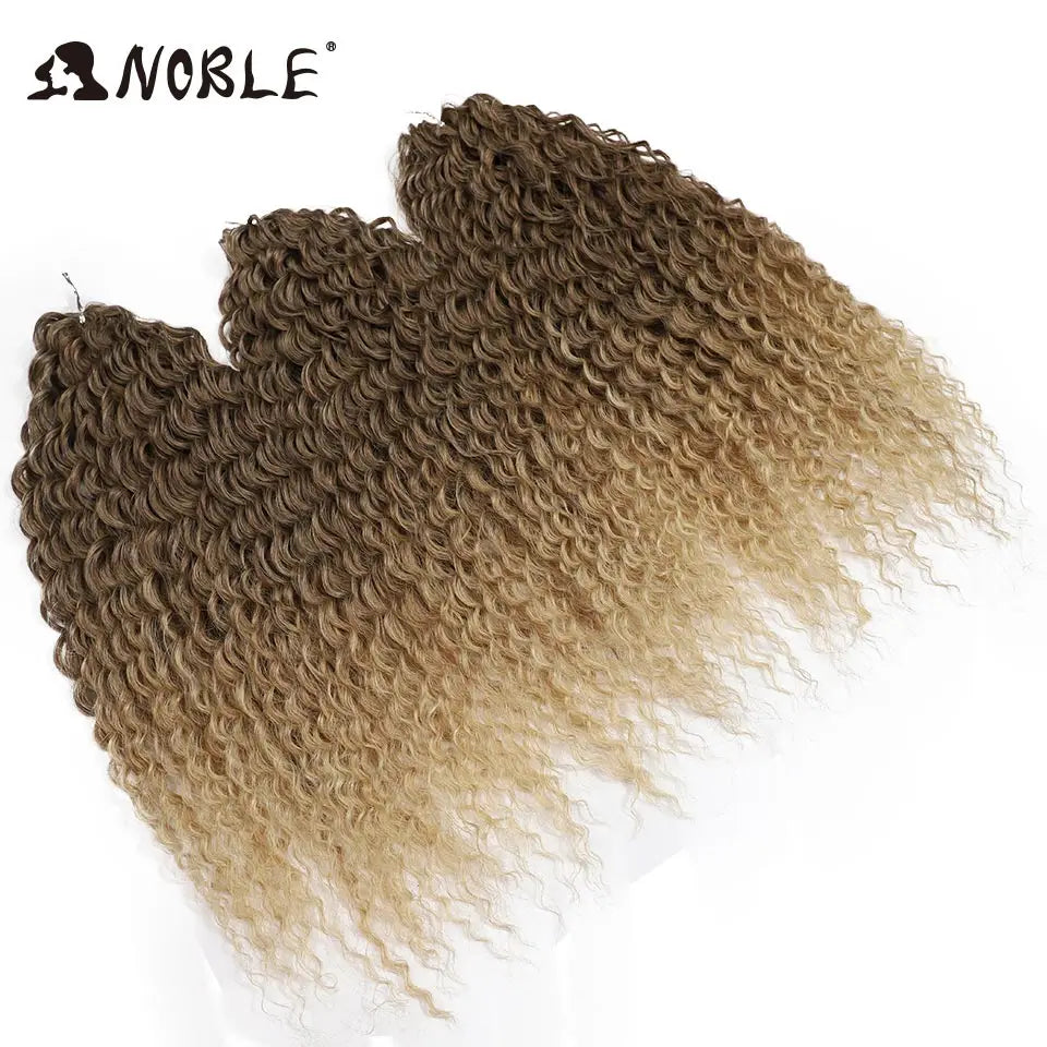 Water-wave crochet braid bundle with dark brown top and lighter brown ombre ends
