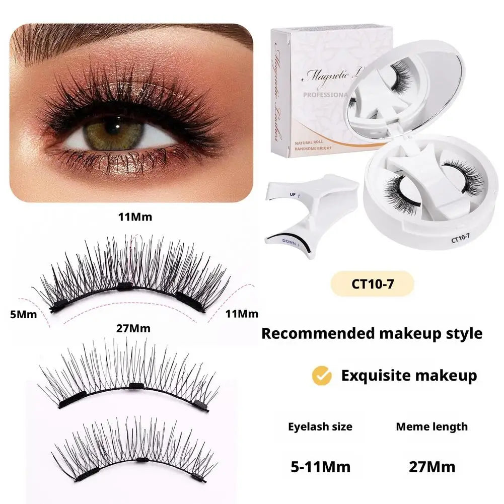 Magnetic faux mink eyelashes CT10-7 lash pair with applicator and storage box