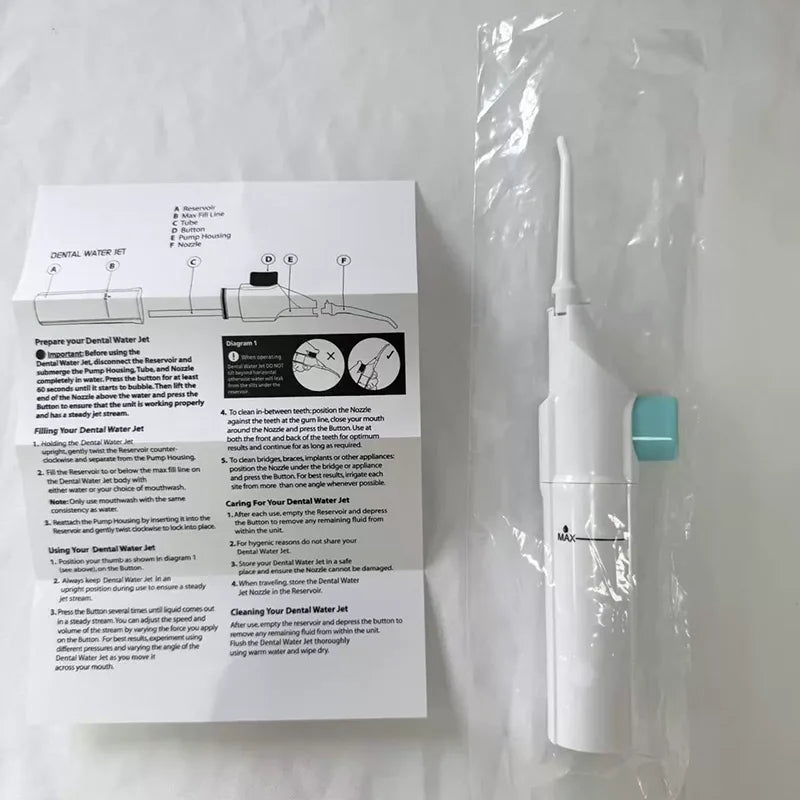 Portable High-Pressure Oral Irrigator — Manual Water Flosser for Teeth Cleaning