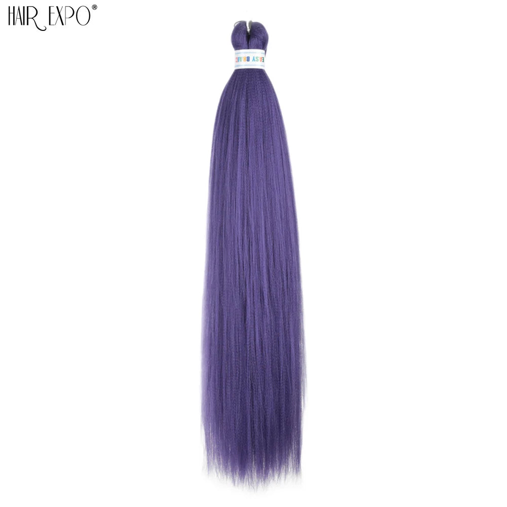 Synthetic braiding hair bundle, medium purple straight strands