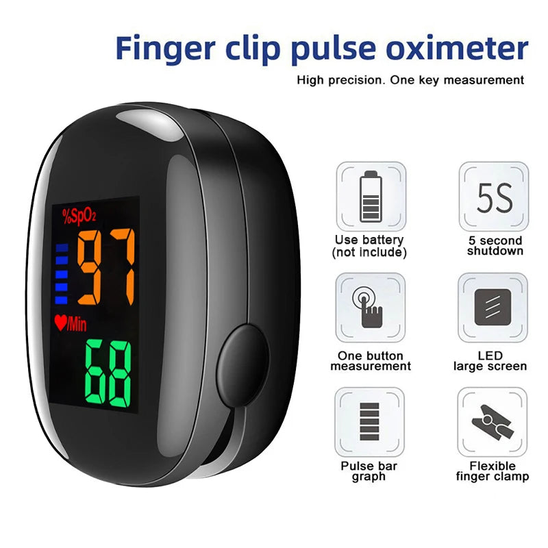 Non-Contact Infrared Thermometer & Finger Blood Oxygen Oximeter — LED Display