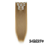 Straight synthetic hair extension, light golden blonde with light clip-in combs