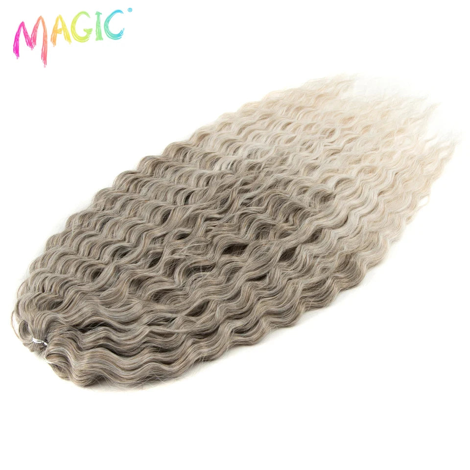 Synthetic water-wave crochet braids bundle, gray ombre ends