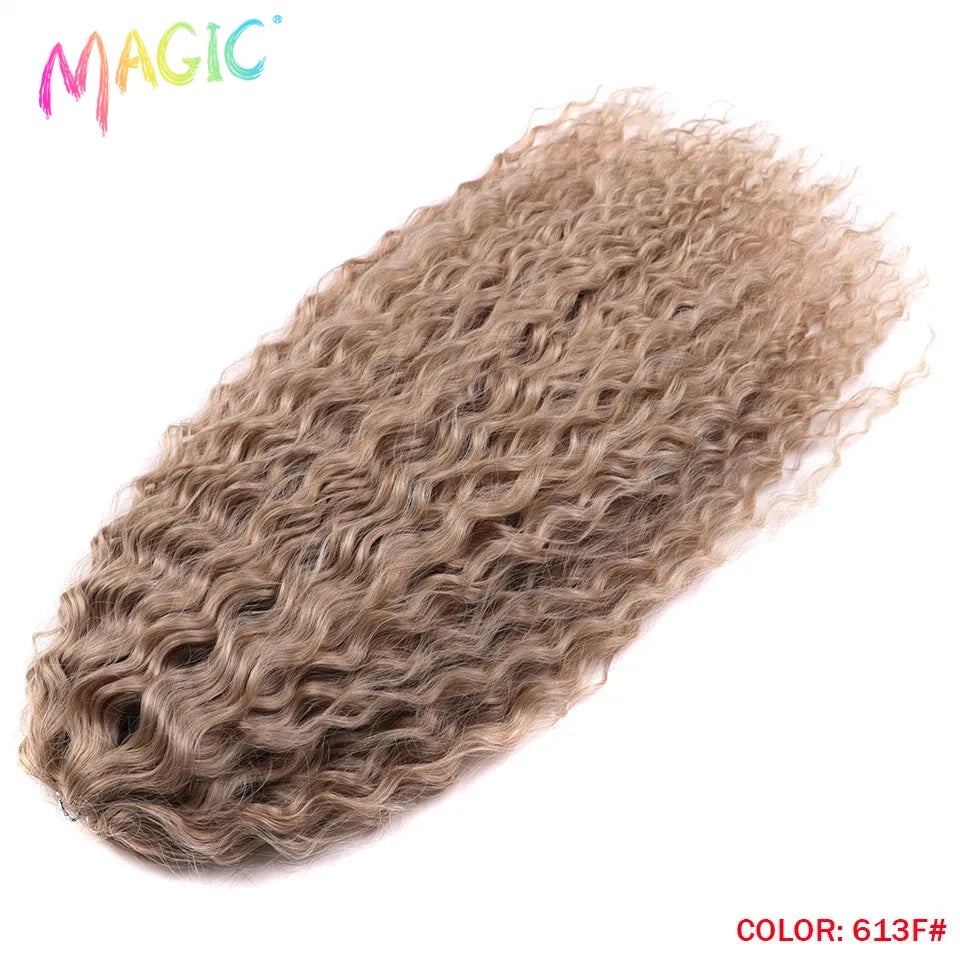 Synthetic water-wave crochet braids with light brown/tan ombre curls