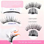 Magnetic faux mink eyelashes showing upper and lower lash placement diagram