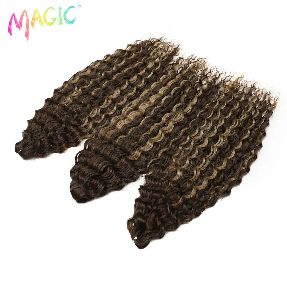 Synthetic crochet braids hairpiece, dark brown wavy curls