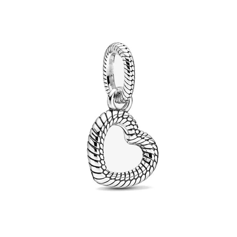 925 sterling silver snake charm bead with a coiled loop and textured scales