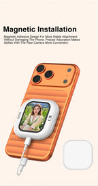 Magnetic installation selfie monitor screen with orange back case and cable
