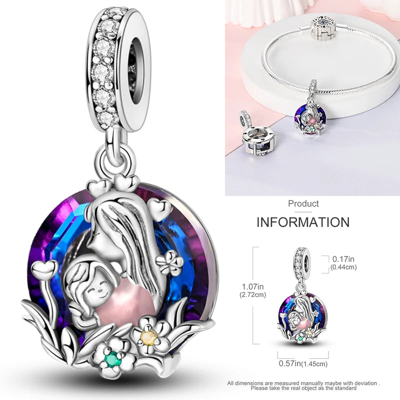925 sterling silver angel charm with colorful halo and clear stone accents