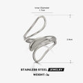 Geometric open stacking ring in silver-tone, polished open oval loops