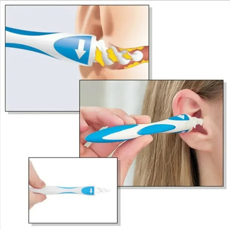 Silicone Ear Wax Remover Tool — 16 Replacement Tips, Safe Spiral Ear Cleaner