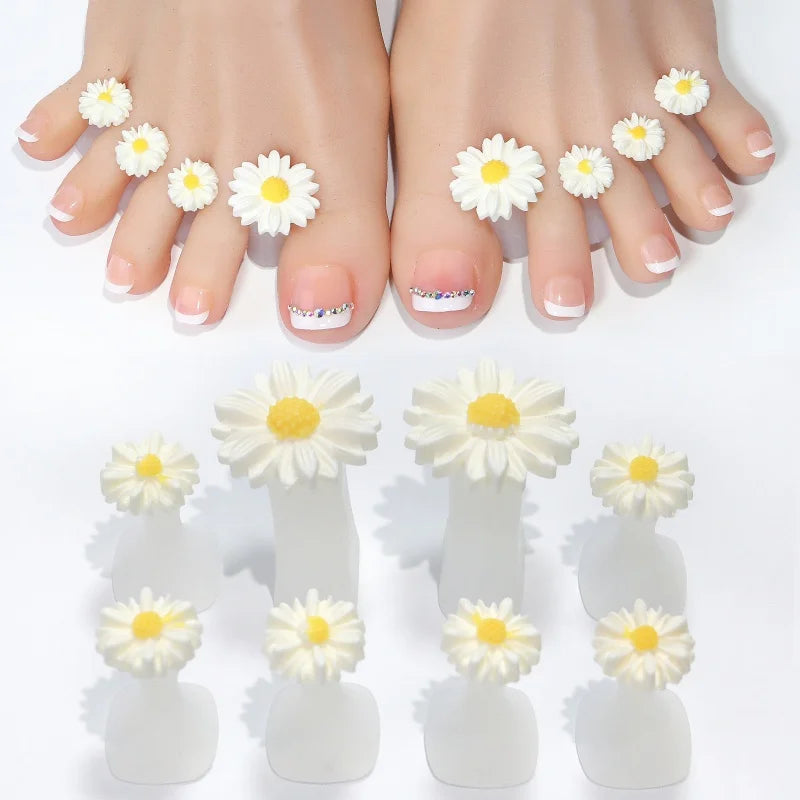 Écarteurs d'orteils en silicone en forme de fleur — Lot de 8