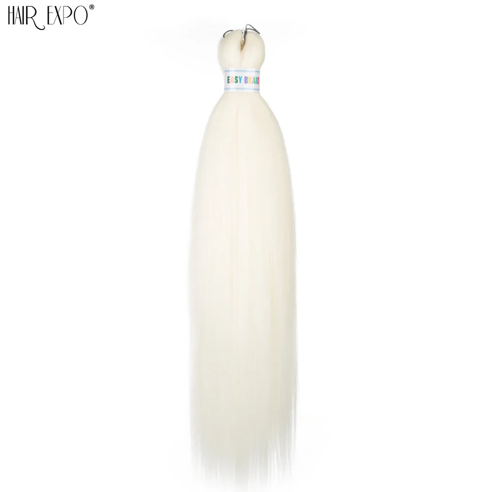 Synthetic hair extension bundle in off-white straight braiding strands