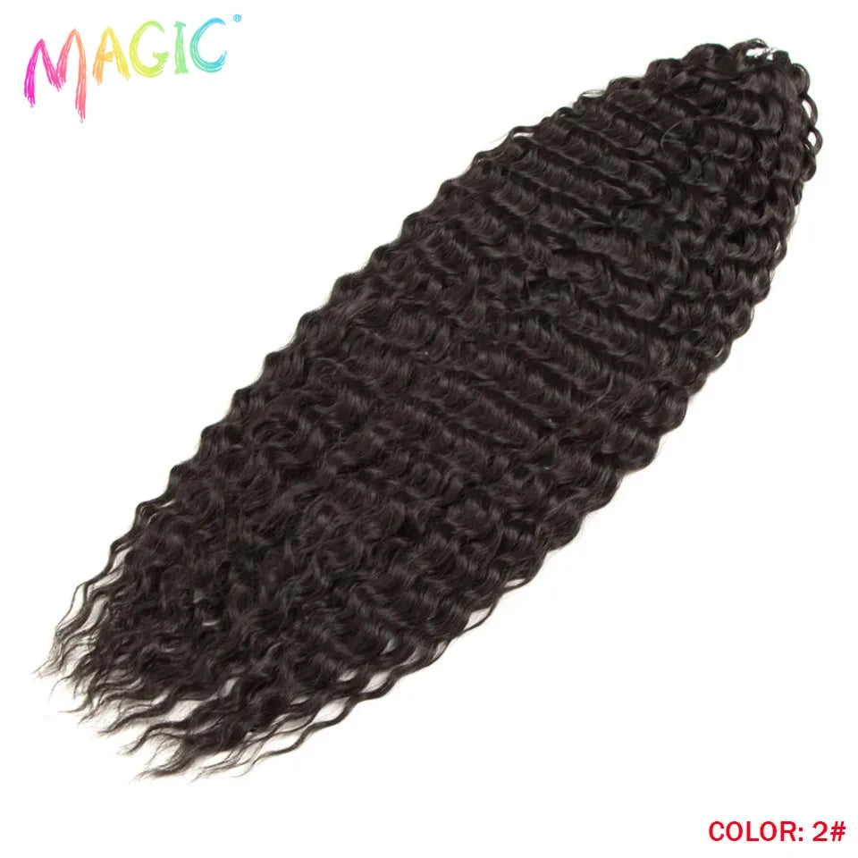 Water-wave crochet braids bundle, dark brown/black curly texture