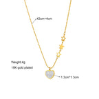 Gold-tone heart and star pendant necklace, 42+4cm, 4g, 18K gold plated, 1.3cm heart
