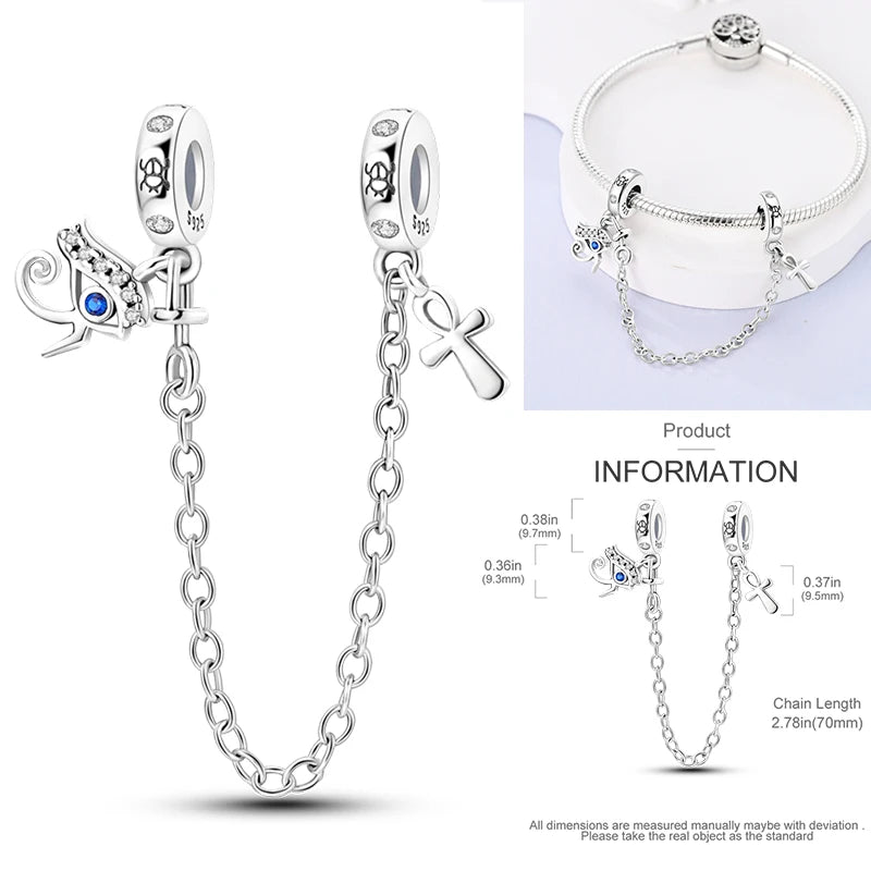 925 sterling silver charm bead with cross symbol and tiny blue crystal accents