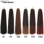Synthetic crochet hair extensions color swatches, dark and ombre brown shades