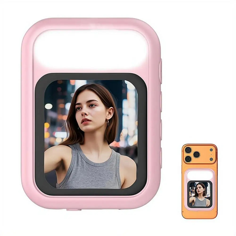 2.01" HD Selfie Monitor with Dual LED Fill Light Magnetic Attachment  Rear-Camera Selfie Assistant 48MP Clarity ﻿