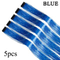 Glitter hair tinsel set, blue, 5 pieces with clip-on strands