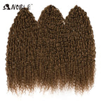 Synthetic crochet braids with water-wave curls, deep brown to lighter brown ombre