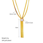 2-Layer Pearl Tassel Clavicle Necklace — 316L Stainless Steel