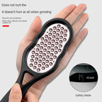 Double-sided foot file, black handle with textured perforated stainless-steel blade
