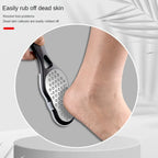 Double-sided foot file with black handle, perforated stainless-steel rubbing surface