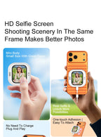 Mini magnetic selfie monitor screen in a hand with connected phone and display frame
