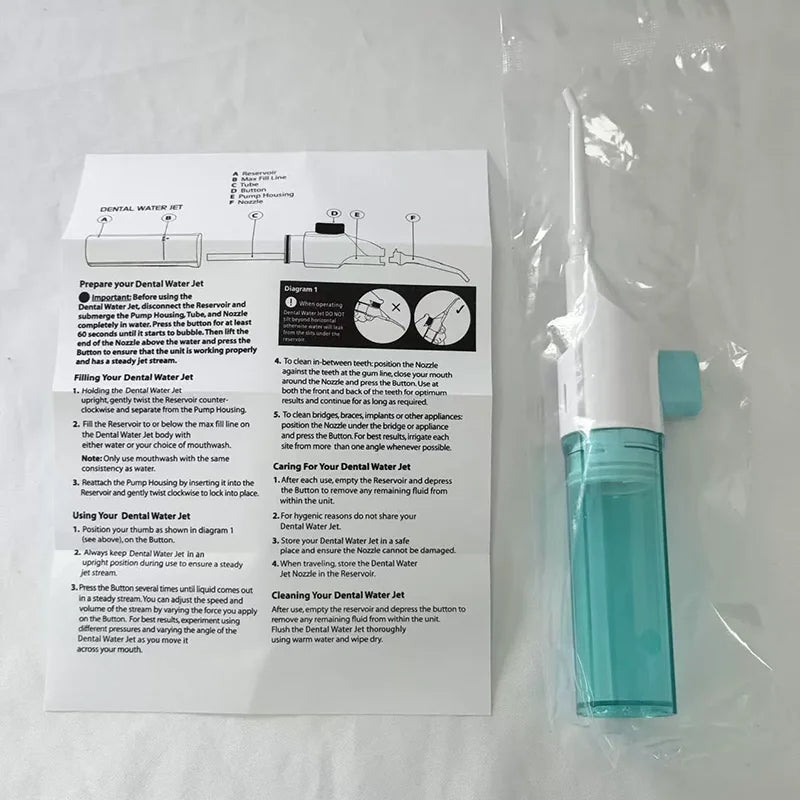 Portable High-Pressure Oral Irrigator — Manual Water Flosser for Teeth Cleaning