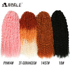 Set of water-wave crochet braid bundles: pink, orange, copper, and black