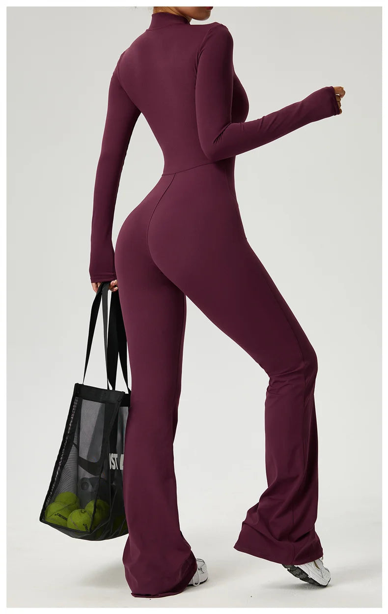 Long Sleeve Fitness Jumpsuit — Polyamide & Elastane