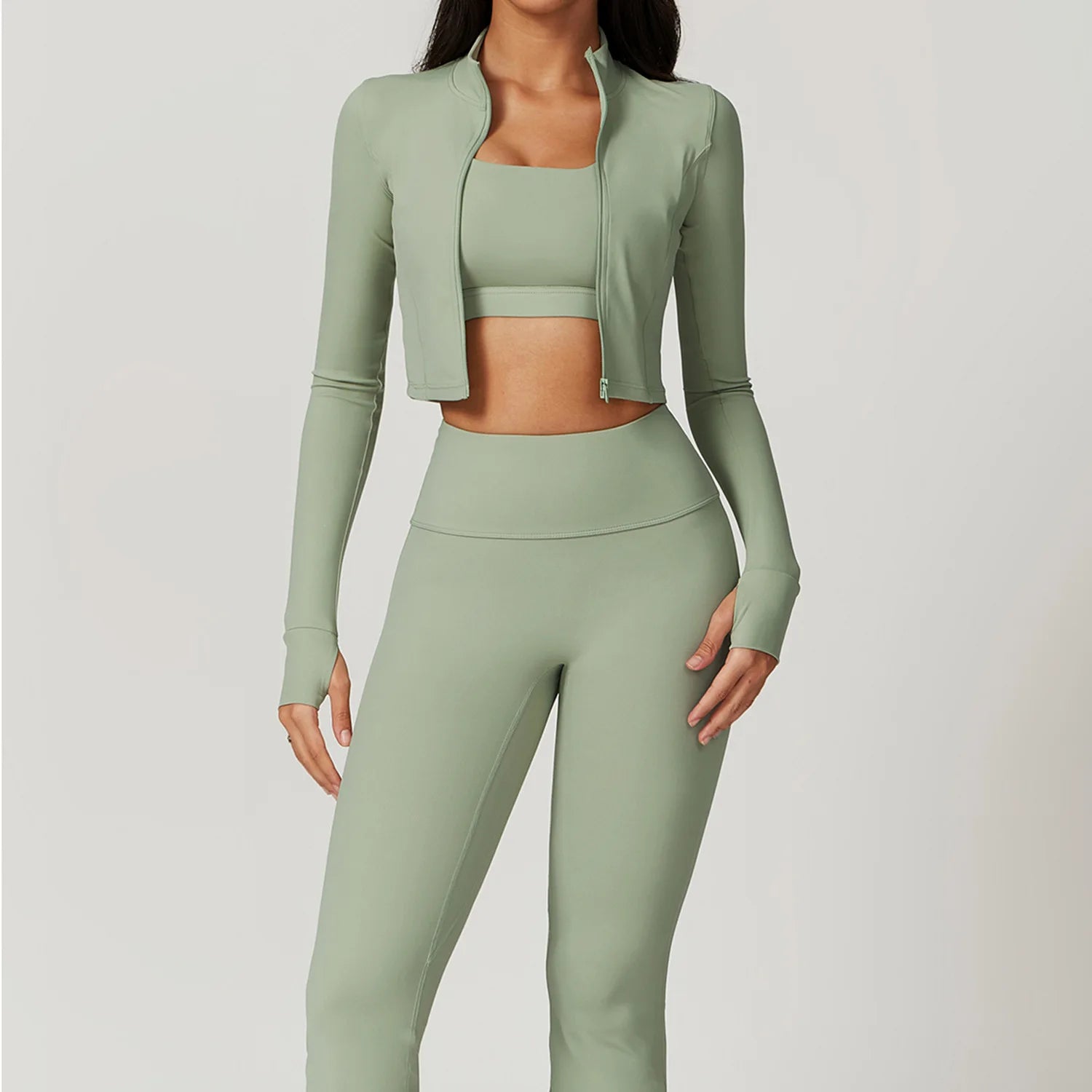 3-Piece Tracksuit Set — Nylon & Spandex