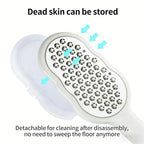 Double-sided foot file with white handle and detachable storage cover for flakes