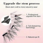 Magnetic faux mink eyelashes stem upgrade diagram with black lash clusters