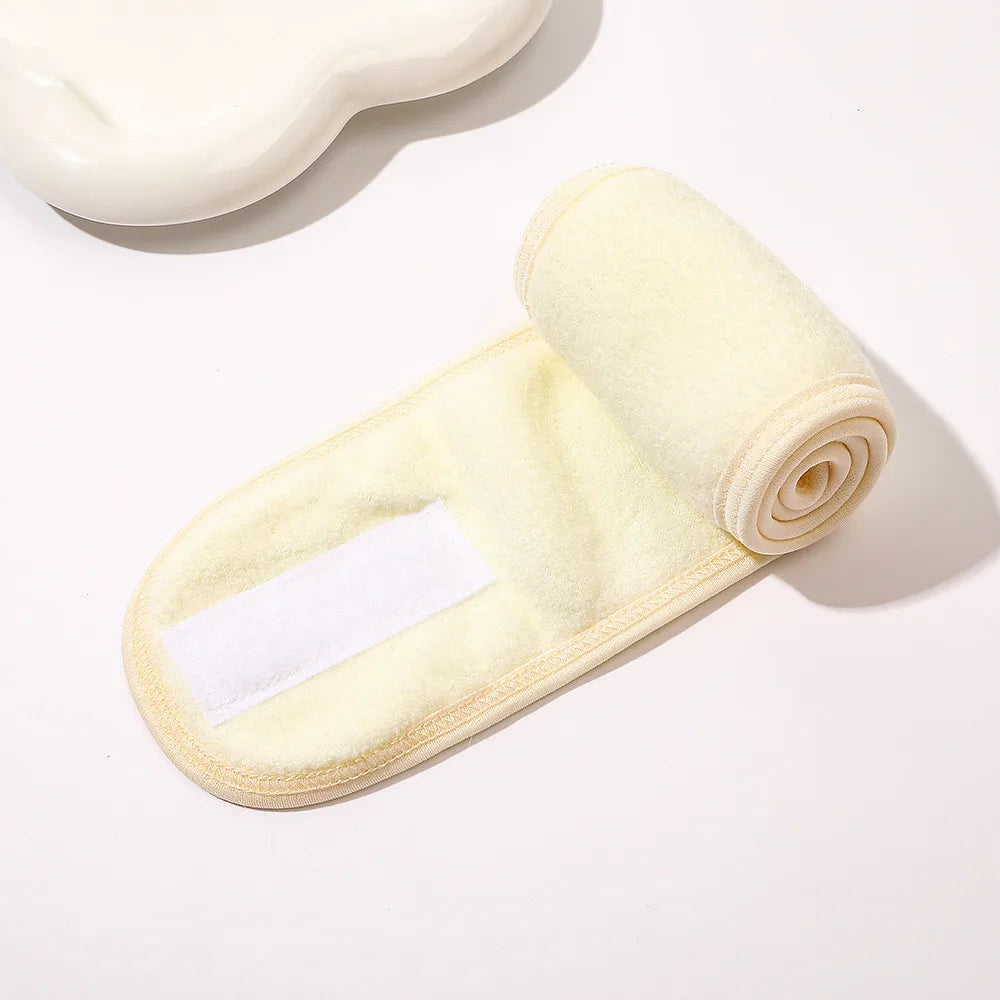 Face wash headband, cream with white label strip