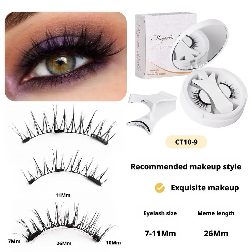 Magnetic faux mink eyelashes CT10-9 lash pair with applicator and storage box