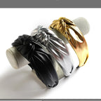 PU leather wide headband trio: black, silver, gold; twisted bow knot
