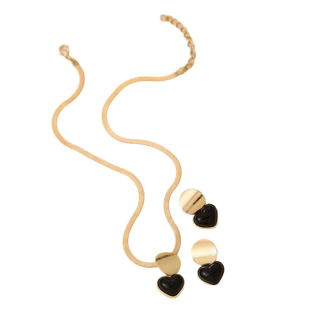 Gold Heart Necklace & Earrings Set