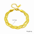 Gold snake chain necklace and bracelet set with toggle clasp and textured chain links