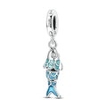 Hamsa charm bead with layered teal and blue enamel hand details
