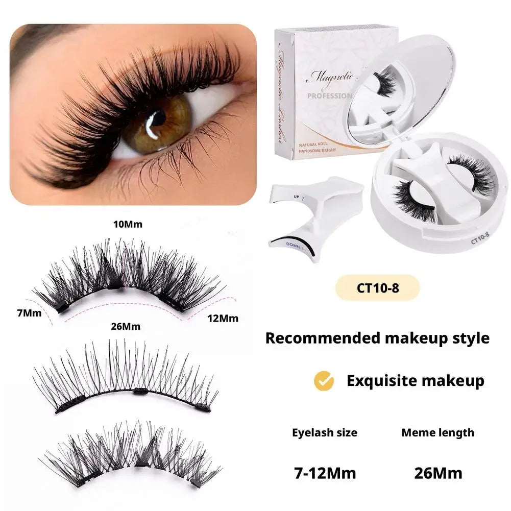 Magnetic faux mink eyelash set with black full lashes, curved band and case