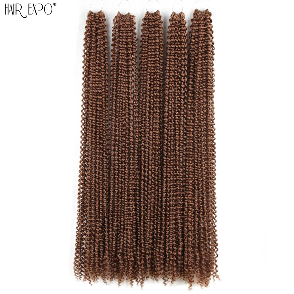 Crochet hair extensions bundle, long brown curly crochet strands, uniform color