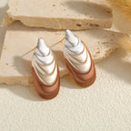 Silver and rose flower-shaped stud earrings with layered teardrop petal detail