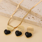Gold Heart Necklace & Earrings Set