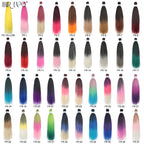 Color chart of 26-inch synthetic pre-stretched braiding hair extensions in multiple tones