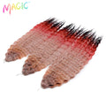 Synthetic water wave crochet braid hair, red ombre with darker black-tipped ends