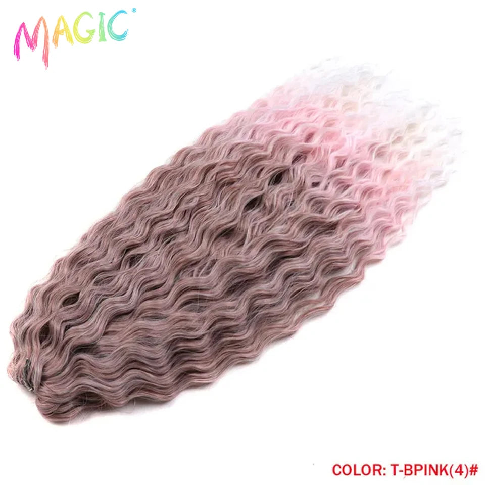 Synthetic water-wave crochet braids in pale pink with soft wavy curls